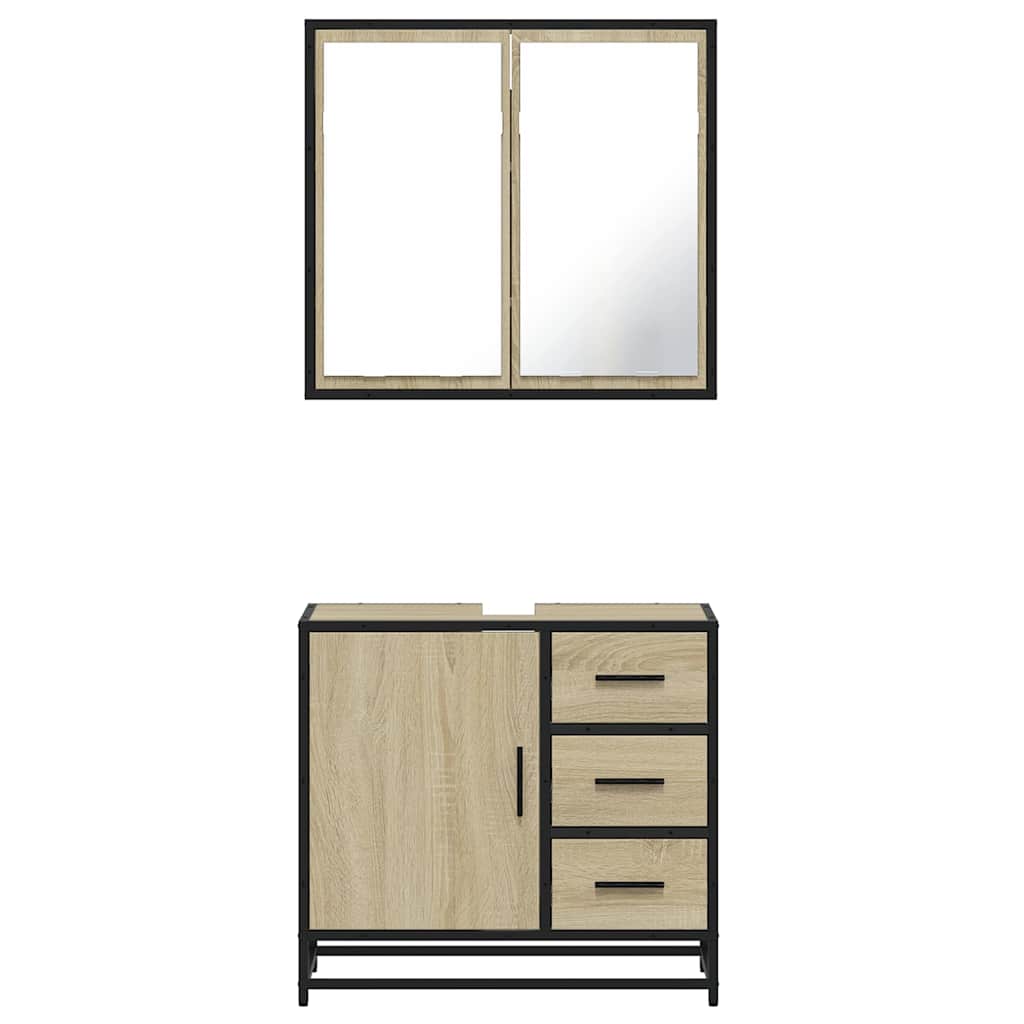 vidaXL Set mobilier de baie, 2 piese, stejar sonoma, lemn prelucrat vidaXL Set mobilier de baie, 2 piese, stejar sonoma, lemn prelucrat