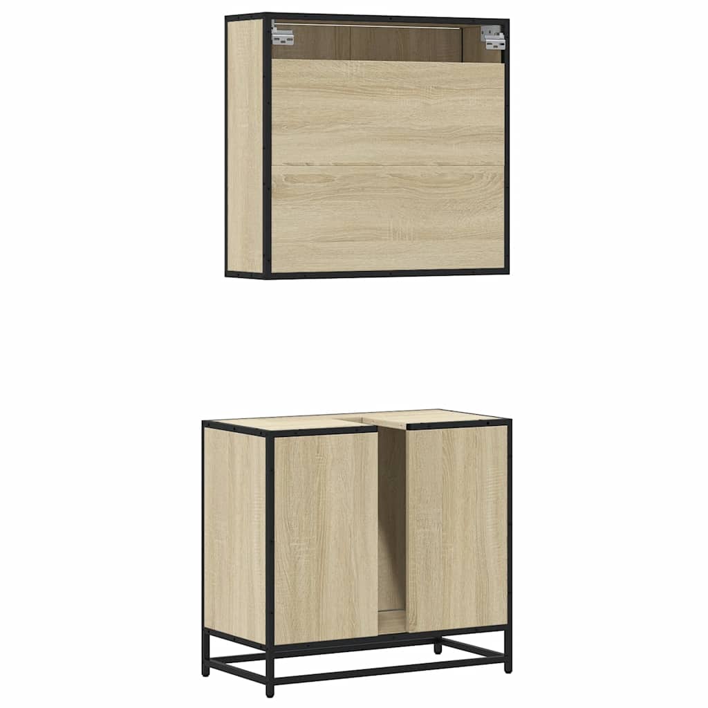 vidaXL Set mobilier de baie, 2 piese, stejar sonoma, lemn prelucrat vidaXL Set mobilier de baie, 2 piese, stejar sonoma, lemn prelucrat