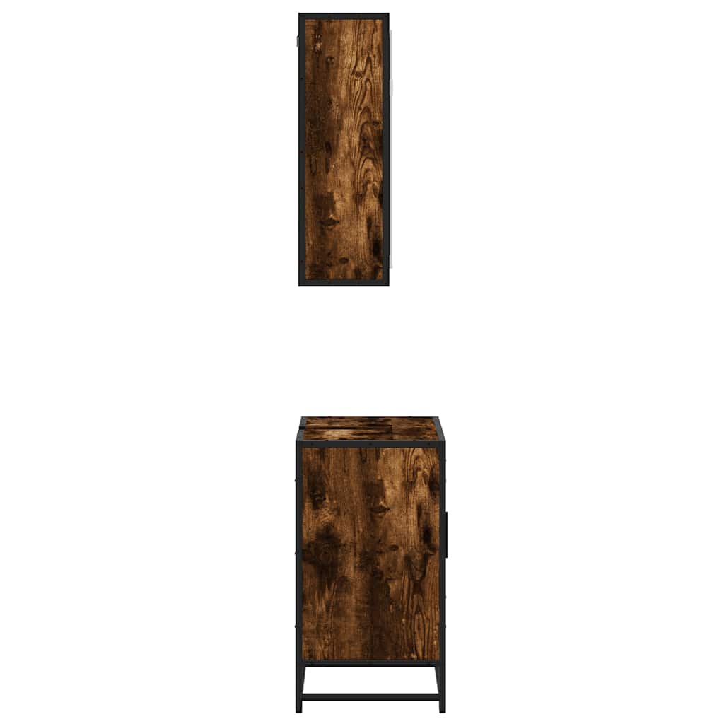 vidaXL Set mobilier de baie, 2 piese, stejar fumuriu, lemn prelucrat vidaXL Set mobilier de baie, 2 piese, stejar fumuriu, lemn prelucrat