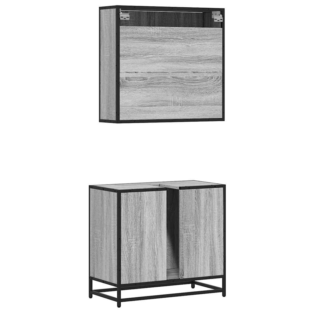 vidaXL Set mobilier de baie, 2 piese, gri sonoma, lemn prelucrat vidaXL Set mobilier de baie, 2 piese, gri sonoma, lemn prelucrat