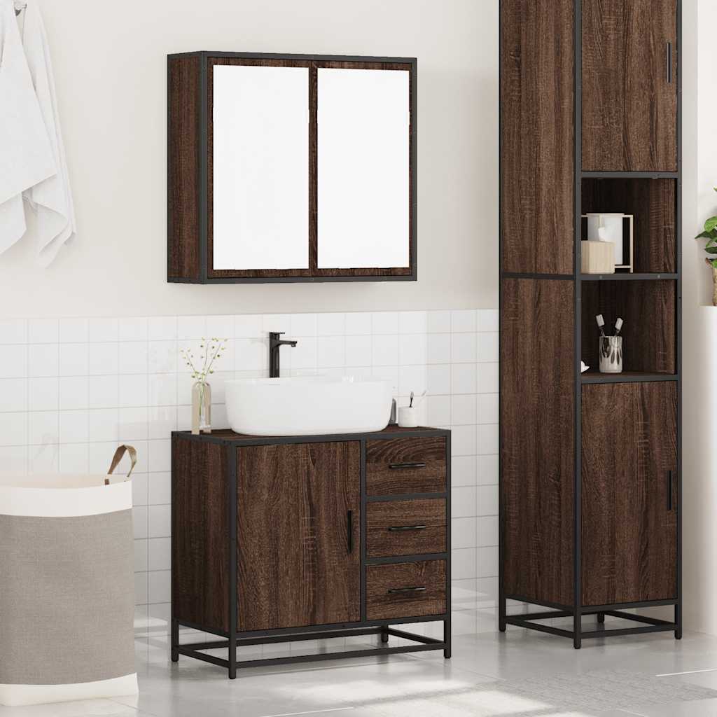 vidaXL Set mobilier de baie, 2 piese, stejar maro, lemn prelucrat vidaXL Set mobilier de baie, 2 piese, stejar maro, lemn prelucrat