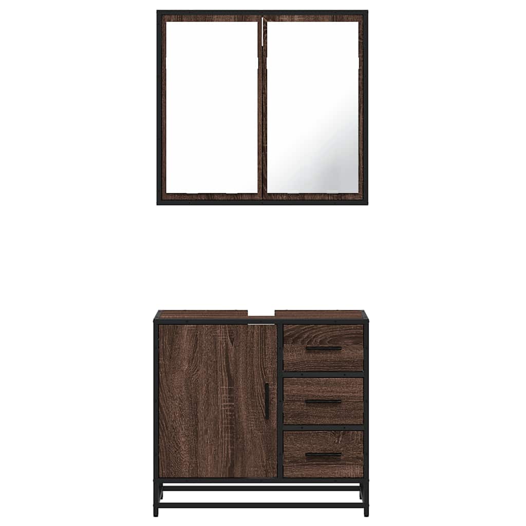 vidaXL Set mobilier de baie, 2 piese, stejar maro, lemn prelucrat vidaXL Set mobilier de baie, 2 piese, stejar maro, lemn prelucrat
