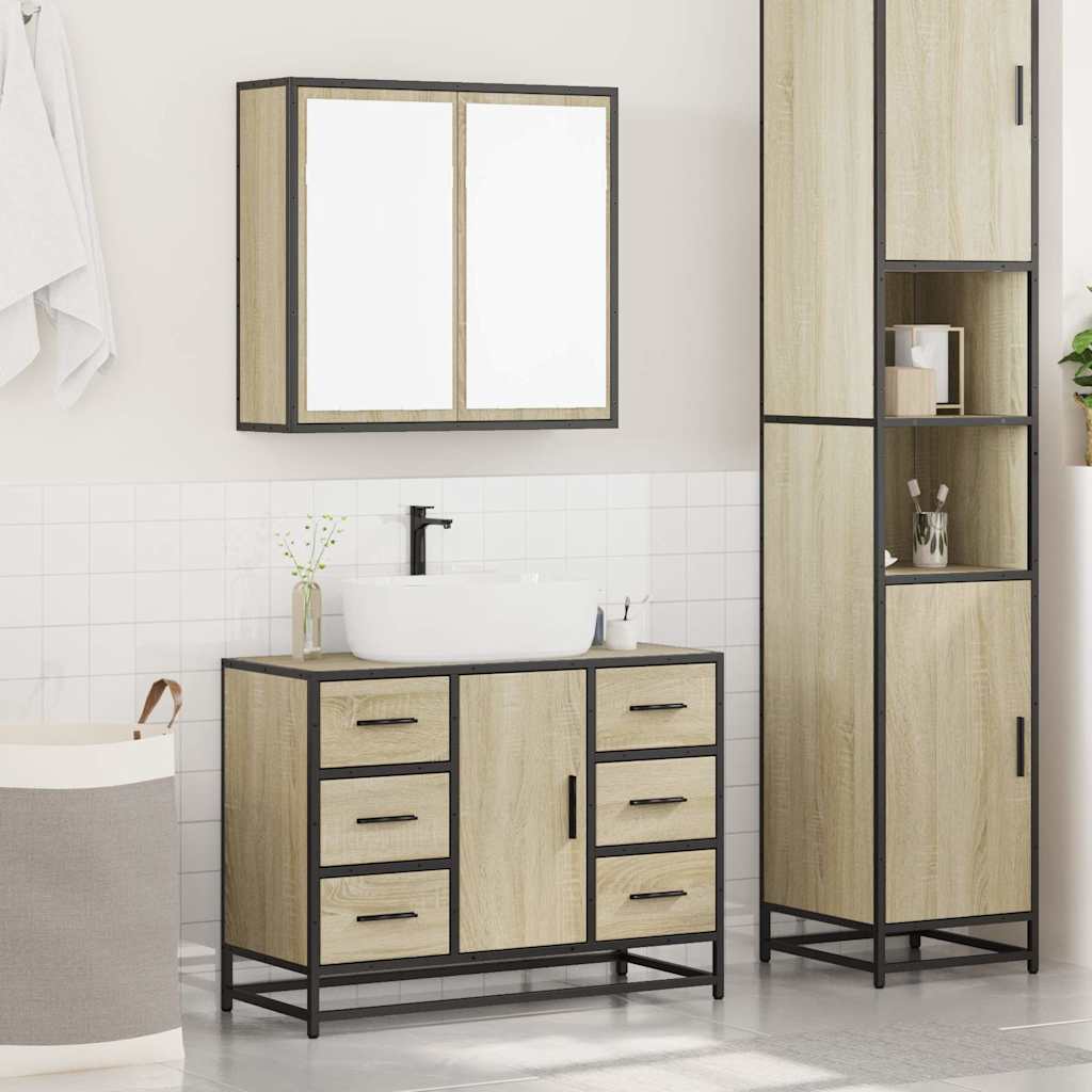 vidaXL Set mobilier de baie, 2 piese, stejar sonoma, lemn prelucrat vidaXL Set mobilier de baie, 2 piese, stejar sonoma, lemn prelucrat