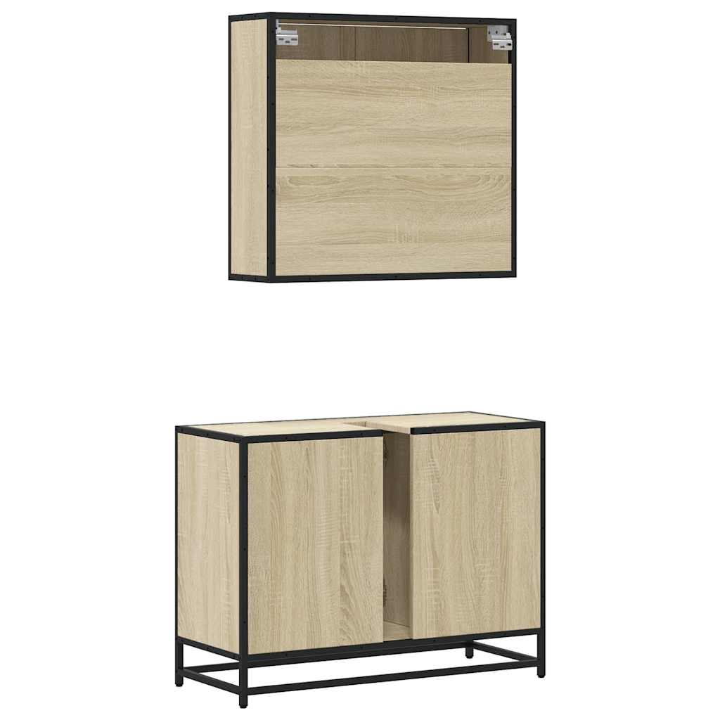 vidaXL Set mobilier de baie, 2 piese, stejar sonoma, lemn prelucrat vidaXL Set mobilier de baie, 2 piese, stejar sonoma, lemn prelucrat