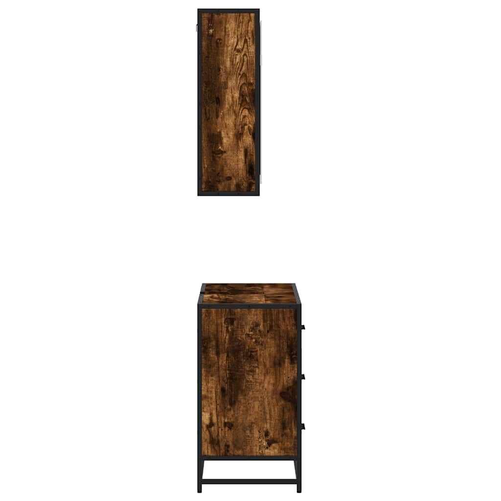 vidaXL Set mobilier de baie, 2 piese, stejar fumuriu, lemn prelucrat vidaXL Set mobilier de baie, 2 piese, stejar fumuriu, lemn prelucrat