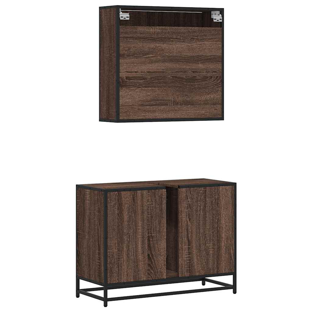 vidaXL Set mobilier de baie, 2 piese, stejar maro, lemn prelucrat vidaXL Set mobilier de baie, 2 piese, stejar maro, lemn prelucrat