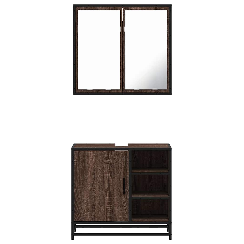 vidaXL Set mobilier de baie, 2 piese, stejar maro, lemn prelucrat vidaXL Set mobilier de baie, 2 piese, stejar maro, lemn prelucrat