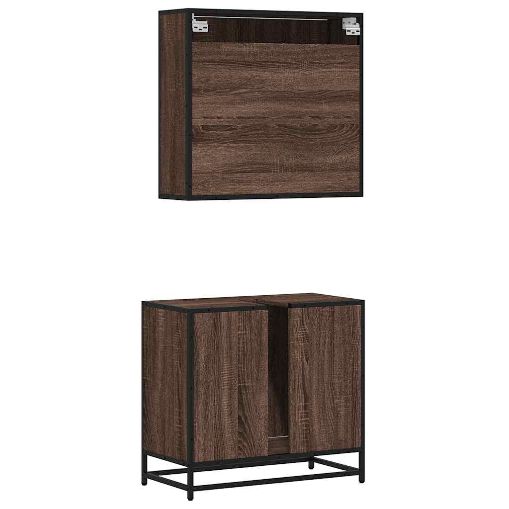 vidaXL Set mobilier de baie, 2 piese, stejar maro, lemn prelucrat vidaXL Set mobilier de baie, 2 piese, stejar maro, lemn prelucrat