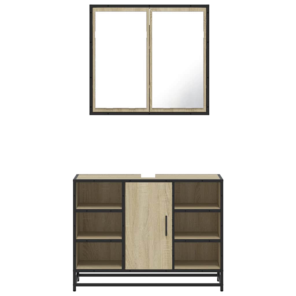 vidaXL Set mobilier de baie, 2 piese, stejar sonoma, lemn prelucrat vidaXL Set mobilier de baie, 2 piese, stejar sonoma, lemn prelucrat