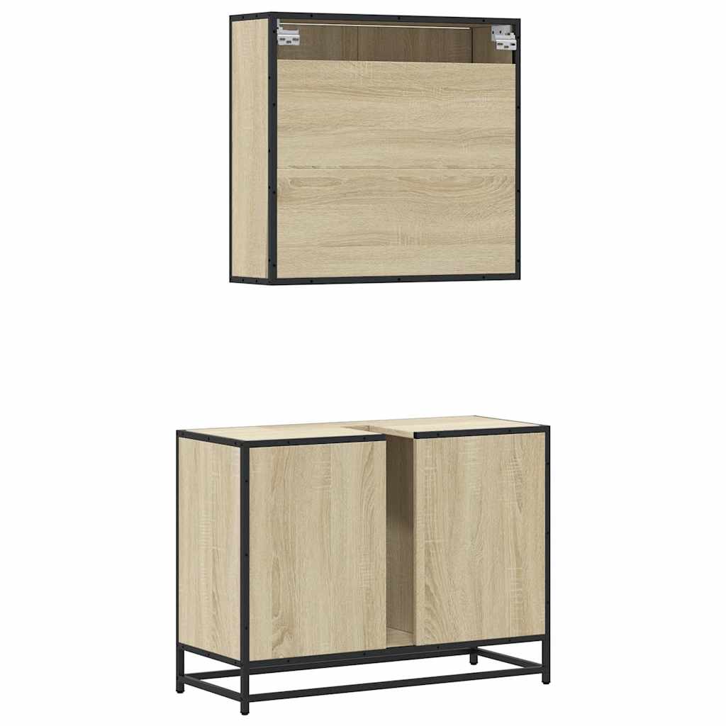 vidaXL Set mobilier de baie, 2 piese, stejar sonoma, lemn prelucrat vidaXL Set mobilier de baie, 2 piese, stejar sonoma, lemn prelucrat