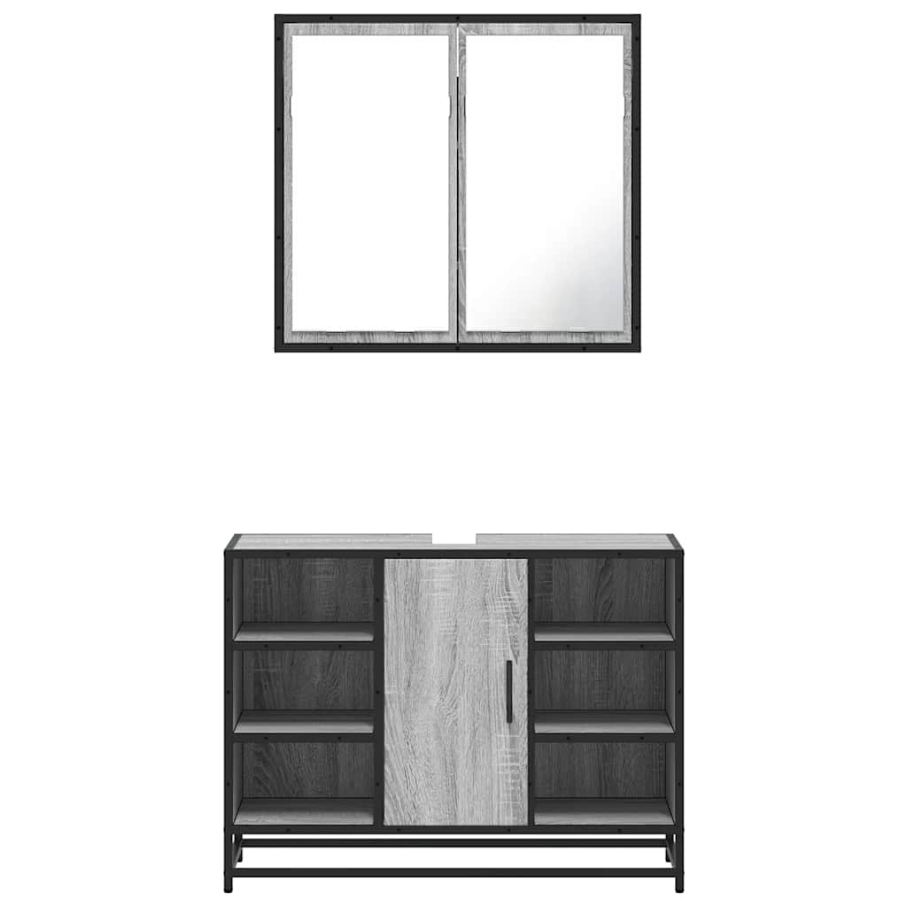 vidaXL Set mobilier de baie, 2 piese, gri sonoma, lemn prelucrat vidaXL Set mobilier de baie, 2 piese, gri sonoma, lemn prelucrat