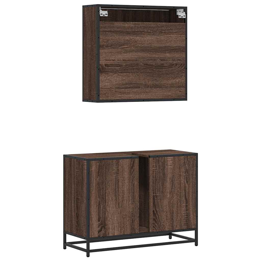 vidaXL Set mobilier de baie, 2 piese, stejar maro, lemn prelucrat vidaXL Set mobilier de baie, 2 piese, stejar maro, lemn prelucrat