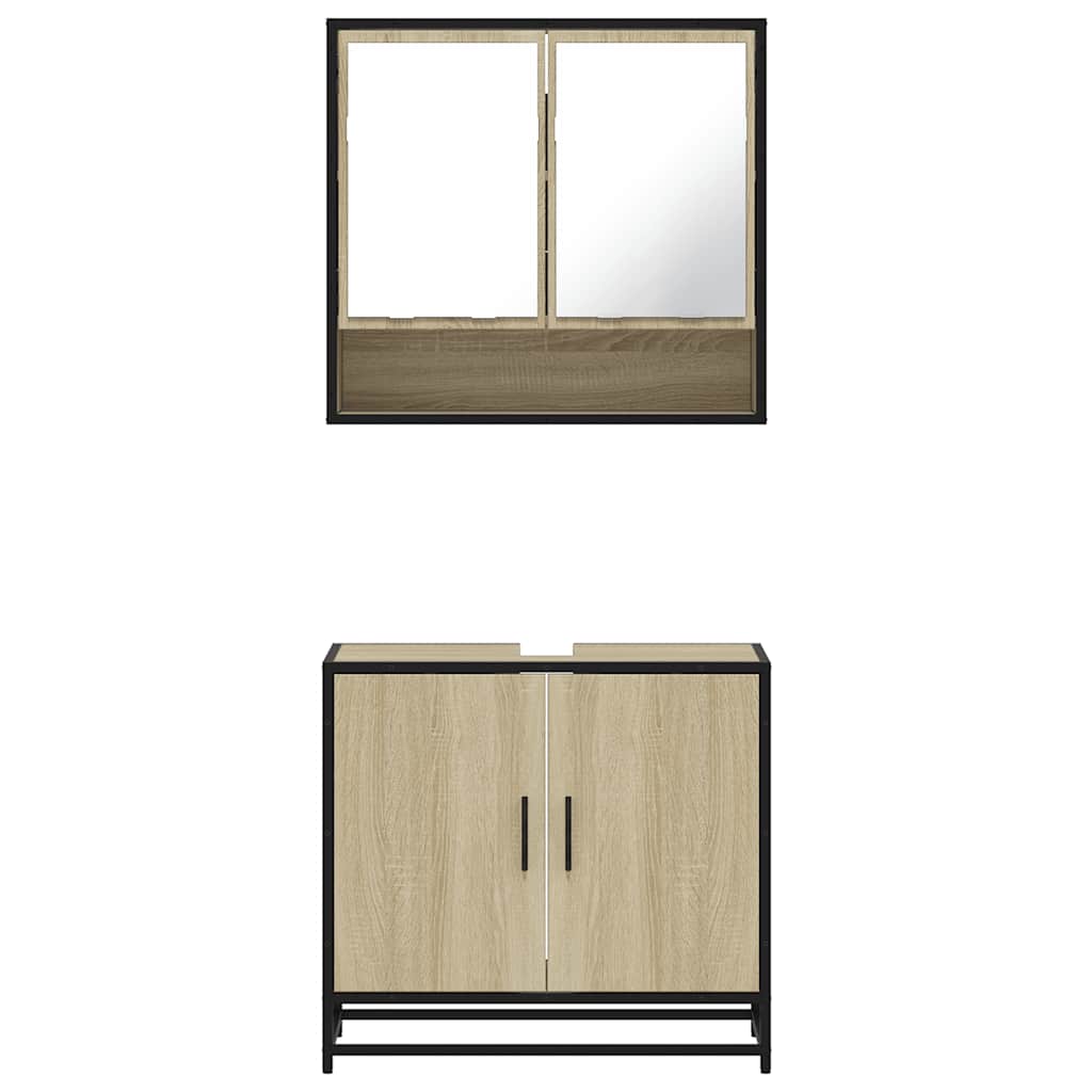 vidaXL Set mobilier de baie, 2 piese, stejar sonoma, lemn prelucrat vidaXL Set mobilier de baie, 2 piese, stejar sonoma, lemn prelucrat