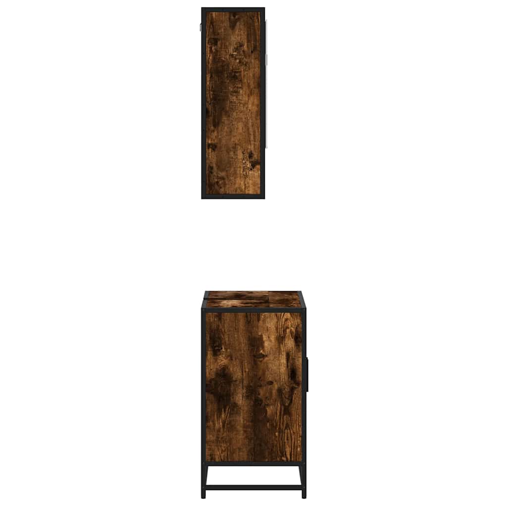 vidaXL Set mobilier de baie, 2 piese, stejar fumuriu, lemn prelucrat vidaXL Set mobilier de baie, 2 piese, stejar fumuriu, lemn prelucrat