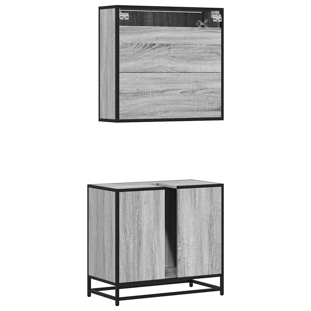 vidaXL Set mobilier de baie, 2 piese, gri sonoma, lemn prelucrat vidaXL Set mobilier de baie, 2 piese, gri sonoma, lemn prelucrat