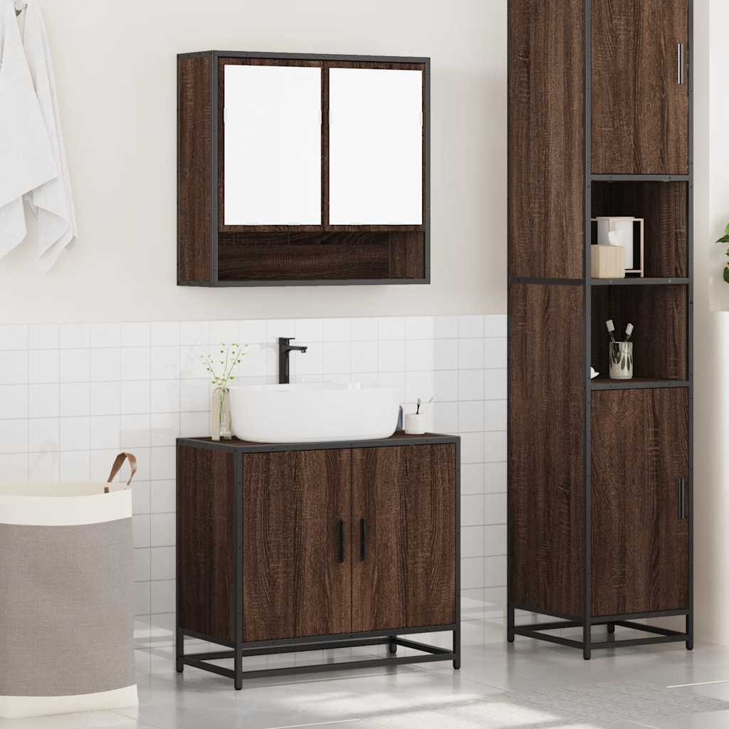 vidaXL Set mobilier de baie, 2 piese, stejar maro, lemn prelucrat vidaXL Set mobilier de baie, 2 piese, stejar maro, lemn prelucrat