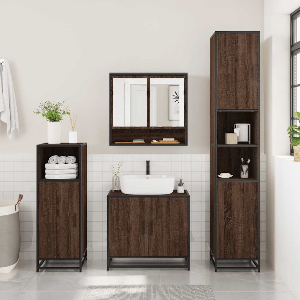 vidaXL Set mobilier de baie, 2 piese, stejar maro, lemn prelucrat vidaXL Set mobilier de baie, 2 piese, stejar maro, lemn prelucrat