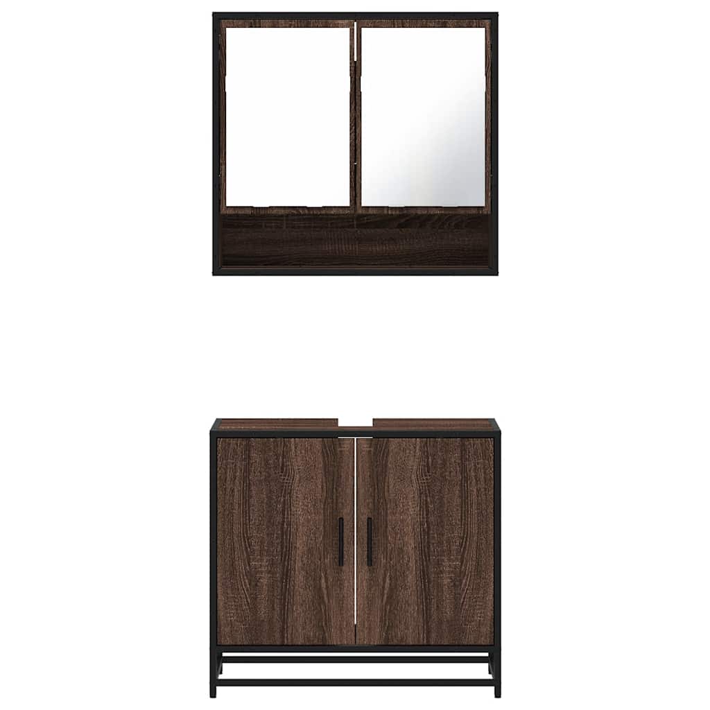vidaXL Set mobilier de baie, 2 piese, stejar maro, lemn prelucrat vidaXL Set mobilier de baie, 2 piese, stejar maro, lemn prelucrat