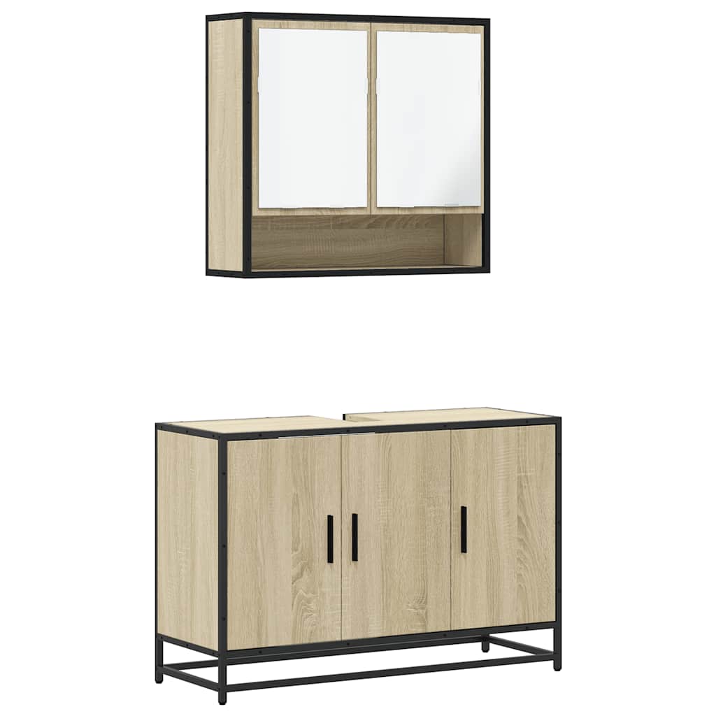 vidaXL Set mobilier de baie, 2 piese, stejar sonoma, lemn prelucrat vidaXL Set mobilier de baie, 2 piese, stejar sonoma, lemn prelucrat