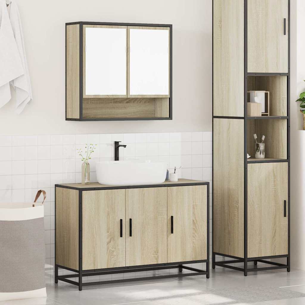 vidaXL Set mobilier de baie, 2 piese, stejar sonoma, lemn prelucrat vidaXL Set mobilier de baie, 2 piese, stejar sonoma, lemn prelucrat