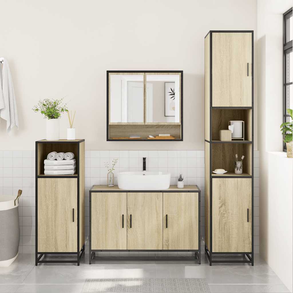 vidaXL Set mobilier de baie, 2 piese, stejar sonoma, lemn prelucrat vidaXL Set mobilier de baie, 2 piese, stejar sonoma, lemn prelucrat
