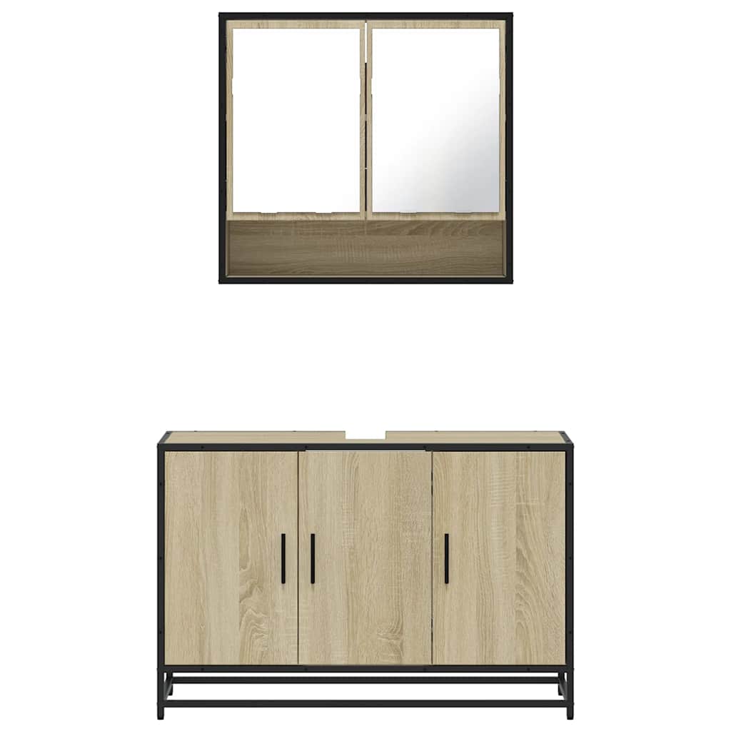 vidaXL Set mobilier de baie, 2 piese, stejar sonoma, lemn prelucrat vidaXL Set mobilier de baie, 2 piese, stejar sonoma, lemn prelucrat