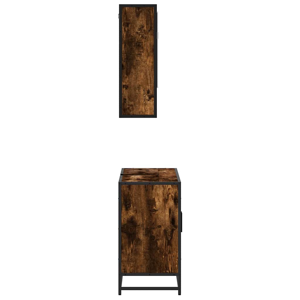 vidaXL Set mobilier de baie, 2 piese, stejar fumuriu, lemn prelucrat vidaXL Set mobilier de baie, 2 piese, stejar fumuriu, lemn prelucrat
