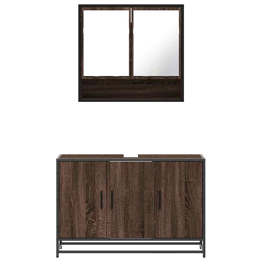 vidaXL Set mobilier de baie, 2 piese, stejar maro, lemn prelucrat vidaXL Set mobilier de baie, 2 piese, stejar maro, lemn prelucrat