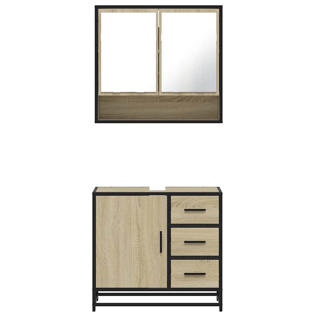 vidaXL Set mobilier de baie, 2 piese, stejar sonoma, lemn prelucrat vidaXL Set mobilier de baie, 2 piese, stejar sonoma, lemn prelucrat