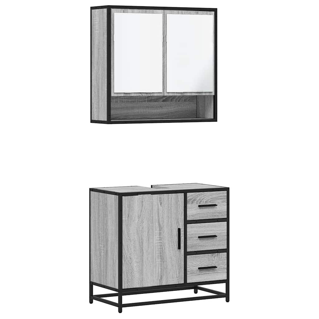 vidaXL Set mobilier de baie, 2 piese, gri sonoma, lemn prelucrat vidaXL Set mobilier de baie, 2 piese, gri sonoma, lemn prelucrat