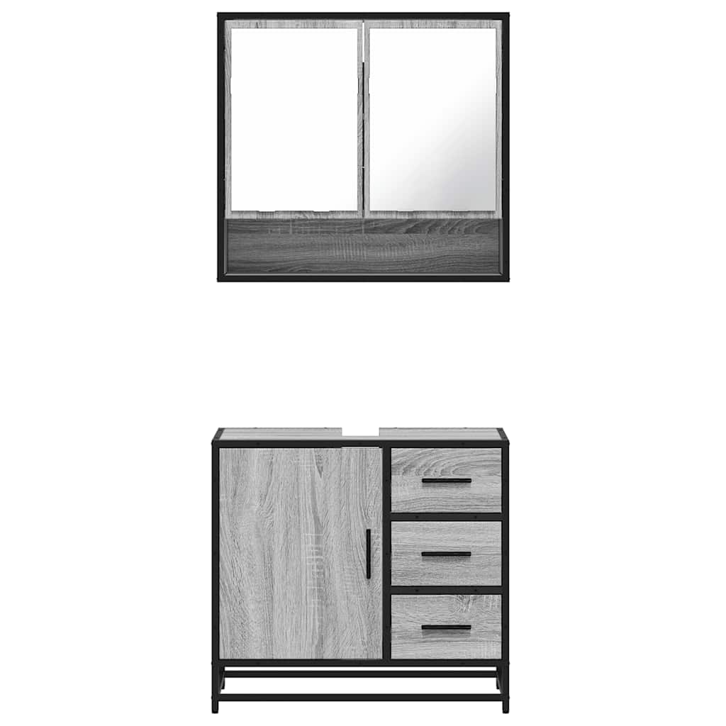 vidaXL Set mobilier de baie, 2 piese, gri sonoma, lemn prelucrat vidaXL Set mobilier de baie, 2 piese, gri sonoma, lemn prelucrat