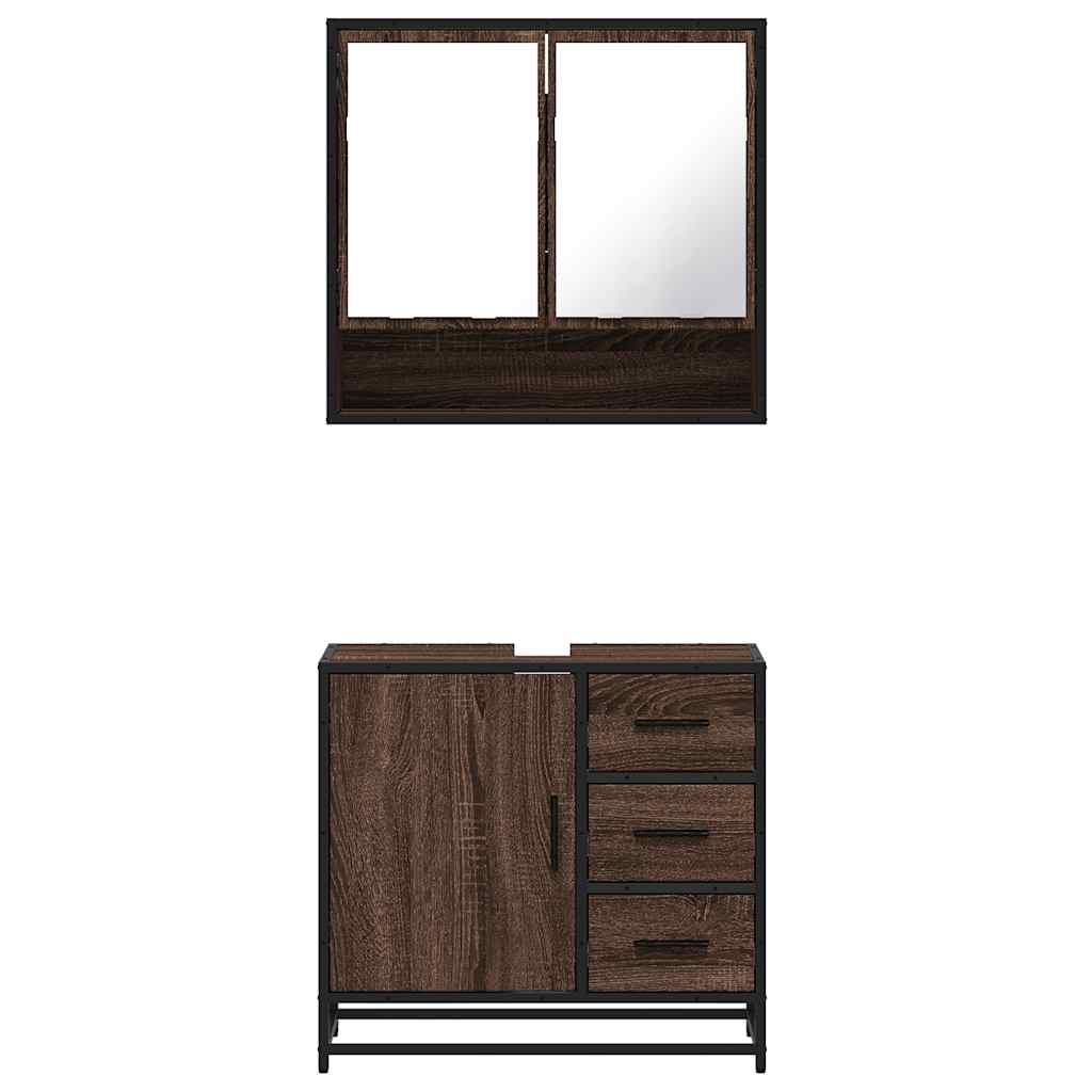 vidaXL Set mobilier de baie, 2 piese, stejar maro, lemn prelucrat vidaXL Set mobilier de baie, 2 piese, stejar maro, lemn prelucrat