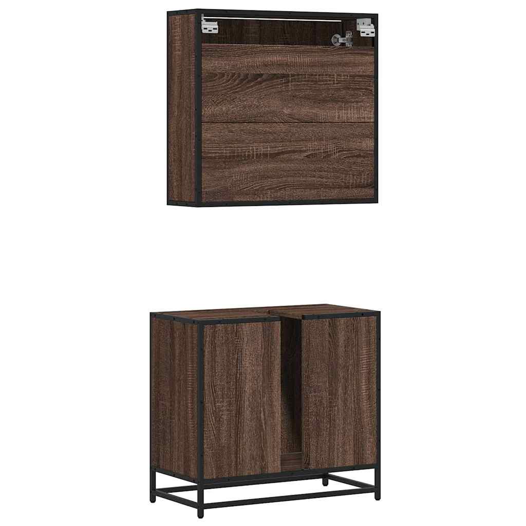 vidaXL Set mobilier de baie, 2 piese, stejar maro, lemn prelucrat vidaXL Set mobilier de baie, 2 piese, stejar maro, lemn prelucrat