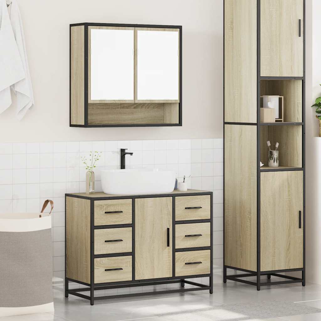 vidaXL Set mobilier de baie, 2 piese, stejar sonoma, lemn prelucrat vidaXL Set mobilier de baie, 2 piese, stejar sonoma, lemn prelucrat