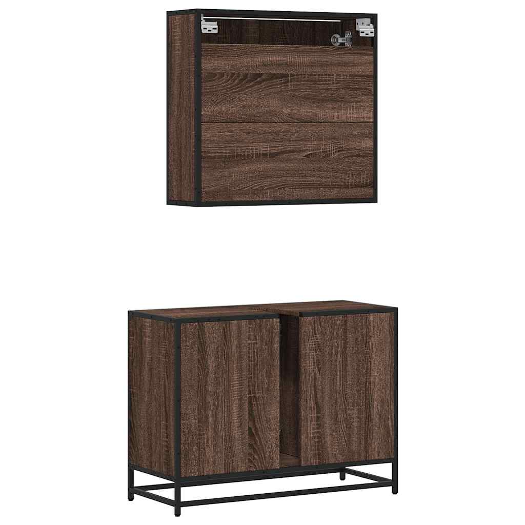 vidaXL Set mobilier de baie, 2 piese, stejar maro, lemn prelucrat vidaXL Set mobilier de baie, 2 piese, stejar maro, lemn prelucrat