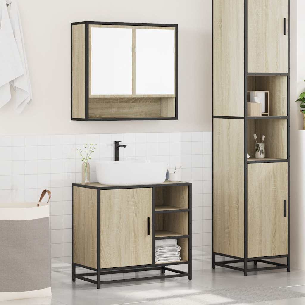 vidaXL Set mobilier de baie, 2 piese, stejar sonoma, lemn prelucrat vidaXL Set mobilier de baie, 2 piese, stejar sonoma, lemn prelucrat