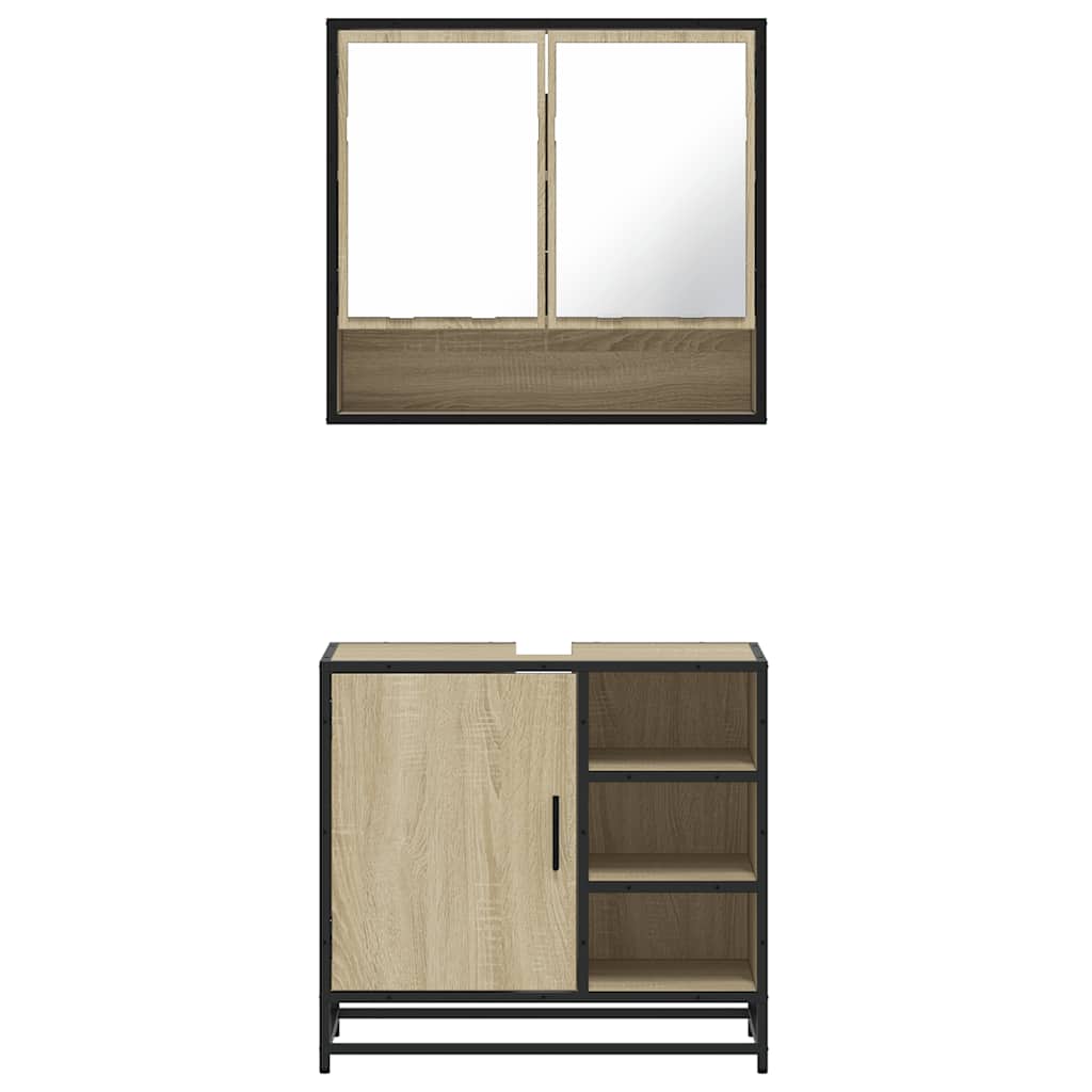 vidaXL Set mobilier de baie, 2 piese, stejar sonoma, lemn prelucrat vidaXL Set mobilier de baie, 2 piese, stejar sonoma, lemn prelucrat