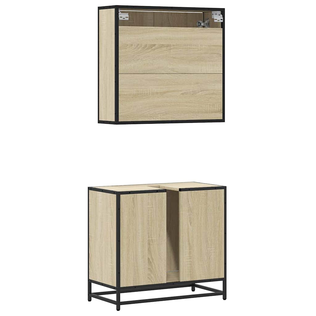 vidaXL Set mobilier de baie, 2 piese, stejar sonoma, lemn prelucrat vidaXL Set mobilier de baie, 2 piese, stejar sonoma, lemn prelucrat