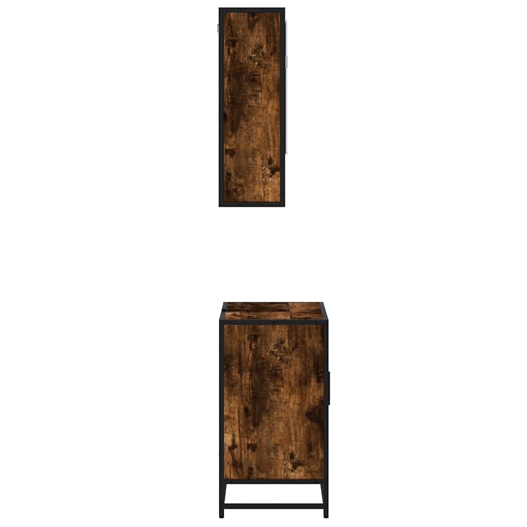 vidaXL Set mobilier de baie, 2 piese, stejar fumuriu, lemn prelucrat vidaXL Set mobilier de baie, 2 piese, stejar fumuriu, lemn prelucrat