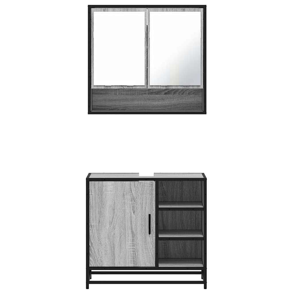 vidaXL Set mobilier de baie, 2 piese, gri sonoma, lemn prelucrat vidaXL Set mobilier de baie, 2 piese, gri sonoma, lemn prelucrat