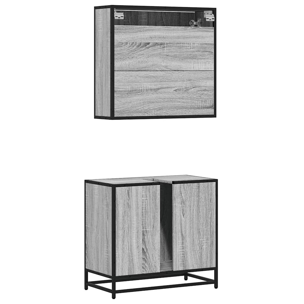 vidaXL Set mobilier de baie, 2 piese, gri sonoma, lemn prelucrat vidaXL Set mobilier de baie, 2 piese, gri sonoma, lemn prelucrat