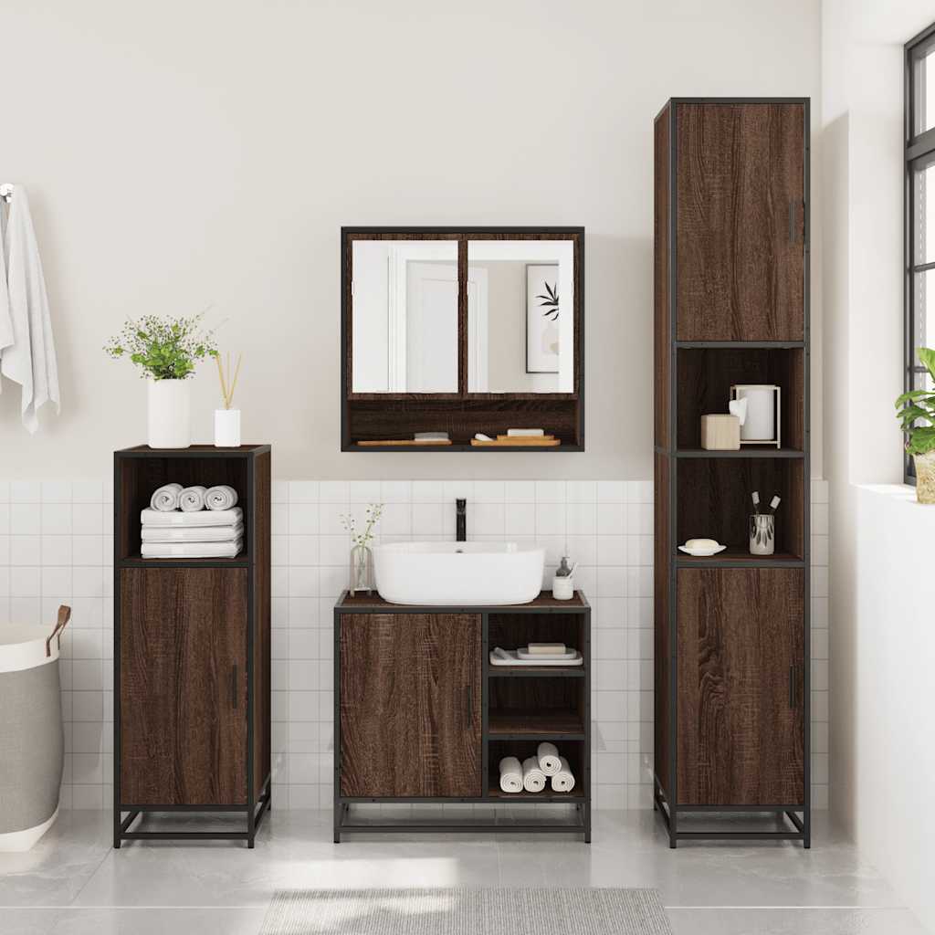 vidaXL Set mobilier de baie, 2 piese, stejar maro, lemn prelucrat vidaXL Set mobilier de baie, 2 piese, stejar maro, lemn prelucrat