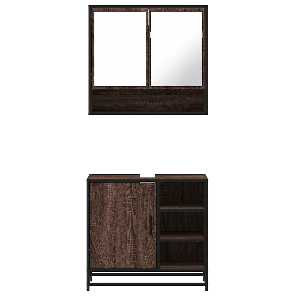 vidaXL Set mobilier de baie, 2 piese, stejar maro, lemn prelucrat vidaXL Set mobilier de baie, 2 piese, stejar maro, lemn prelucrat
