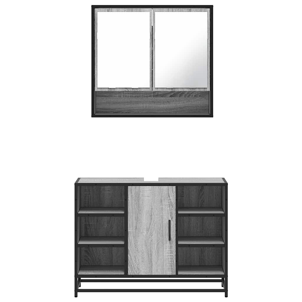 vidaXL Set mobilier de baie, 2 piese, gri sonoma, lemn prelucrat vidaXL Set mobilier de baie, 2 piese, gri sonoma, lemn prelucrat