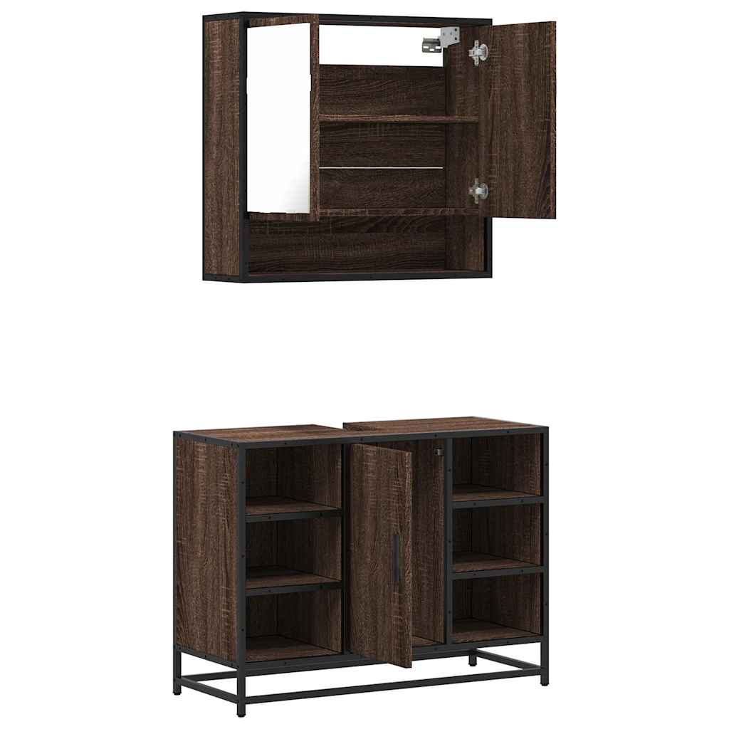 vidaXL Set mobilier de baie, 2 piese, stejar maro, lemn prelucrat vidaXL Set mobilier de baie, 2 piese, stejar maro, lemn prelucrat