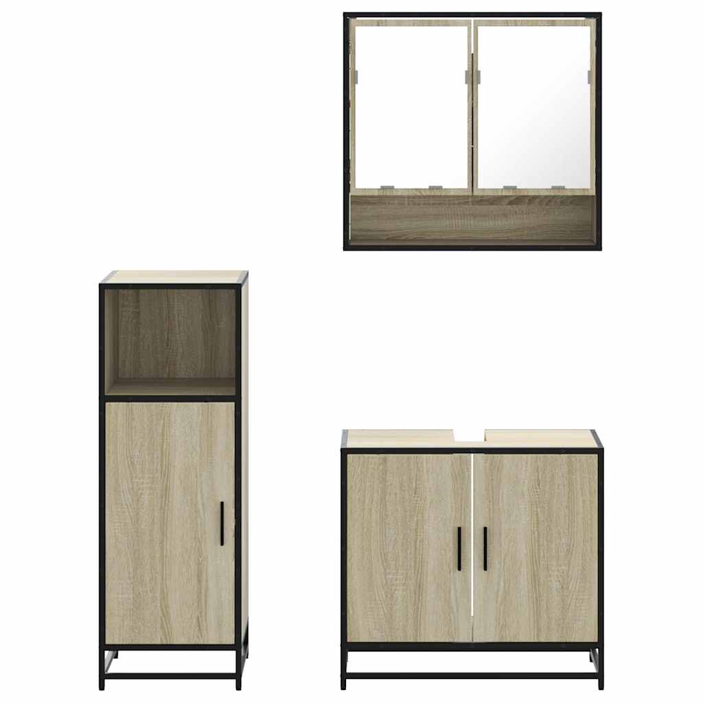 vidaXL Set mobilier de baie, 3 piese, stejar sonoma, lemn prelucrat vidaXL Set mobilier de baie, 3 piese, stejar sonoma, lemn prelucrat