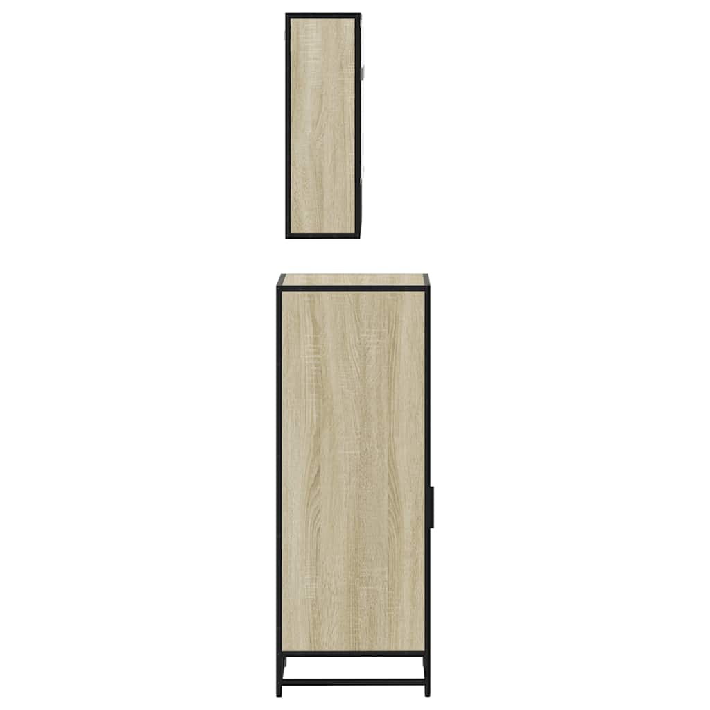 vidaXL Set mobilier de baie, 3 piese, stejar sonoma, lemn prelucrat vidaXL Set mobilier de baie, 3 piese, stejar sonoma, lemn prelucrat