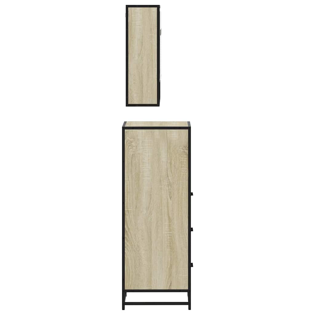 vidaXL Set mobilier de baie, 3 piese, stejar sonoma, lemn prelucrat vidaXL Set mobilier de baie, 3 piese, stejar sonoma, lemn prelucrat