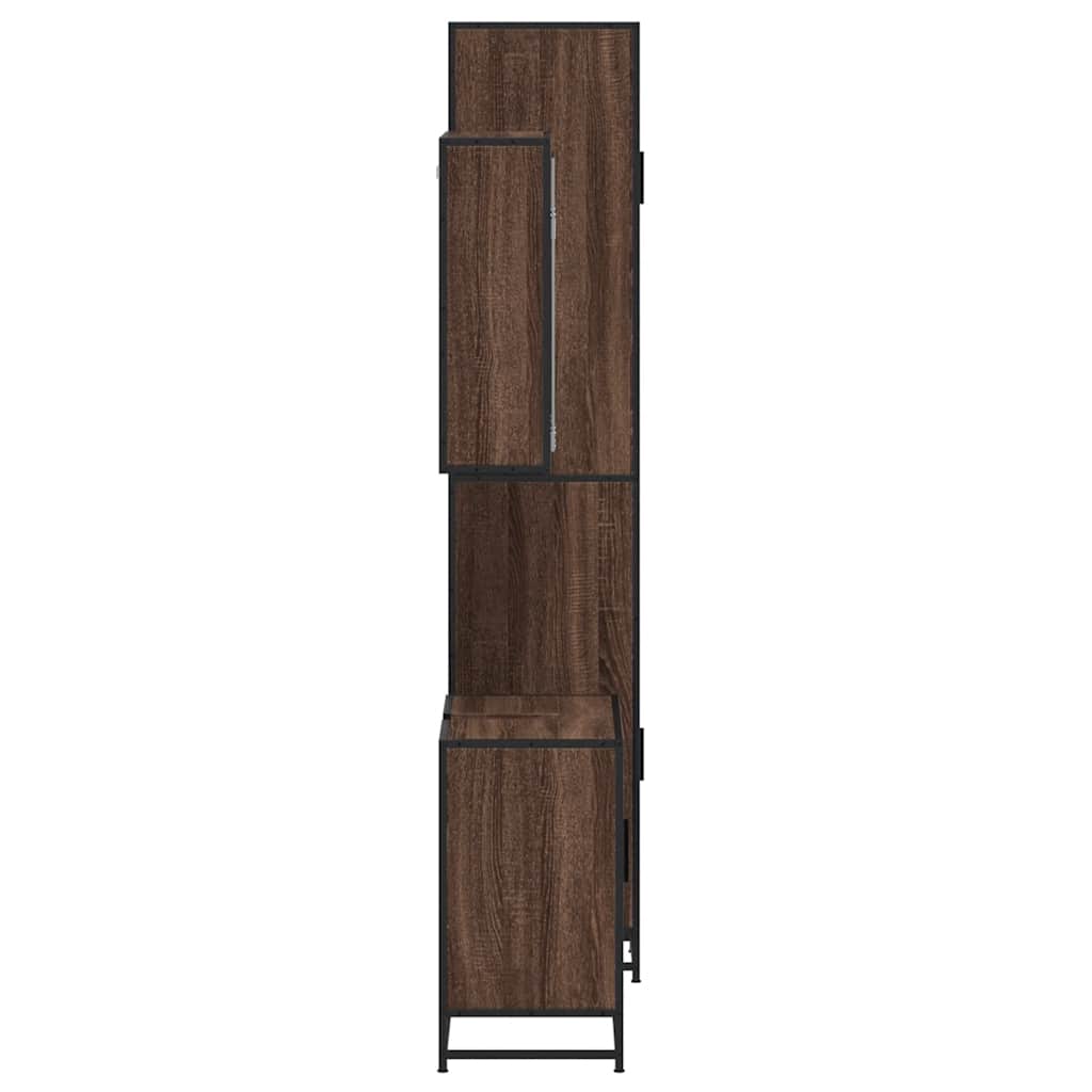 vidaXL Set mobilier de baie, 3 piese, stejar maro, lemn prelucrat