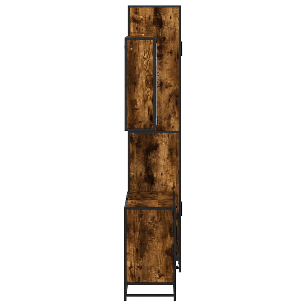 vidaXL Set mobilier de baie, 3 piese, stejar fumuriu, lemn prelucrat vidaXL Set mobilier de baie, 3 piese, stejar fumuriu, lemn prelucrat